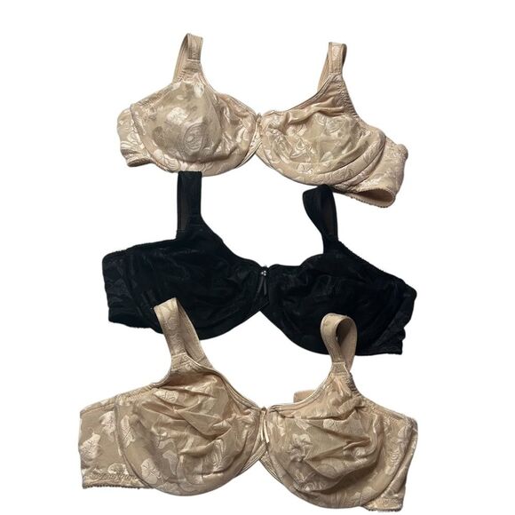 3 Wacoal Black and Cream Unlined Full-Coverage Bra Bundle lot 38C - Picture 1 of 5